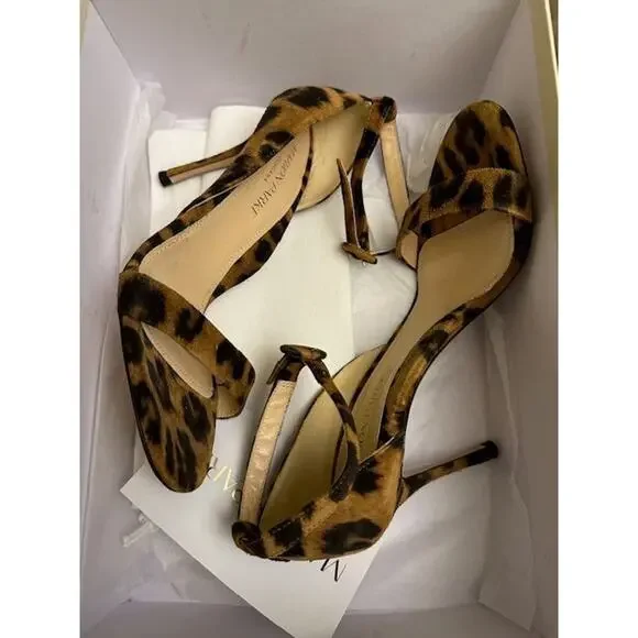 Marian Parke Toscana Larkspur Leopard Suede Sandals Sz 35.5 / 5-5.5 US - Picture 2 of 3